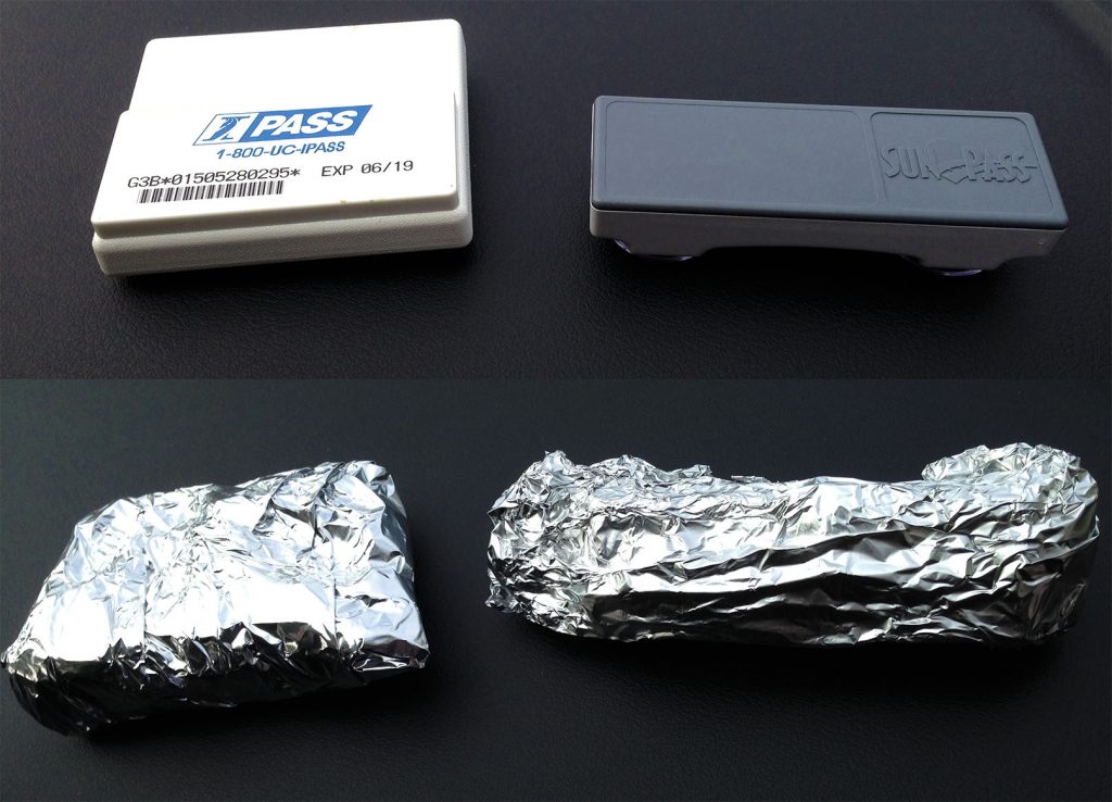 Ceremonial wrapping of the tollway passes in aluminum foil